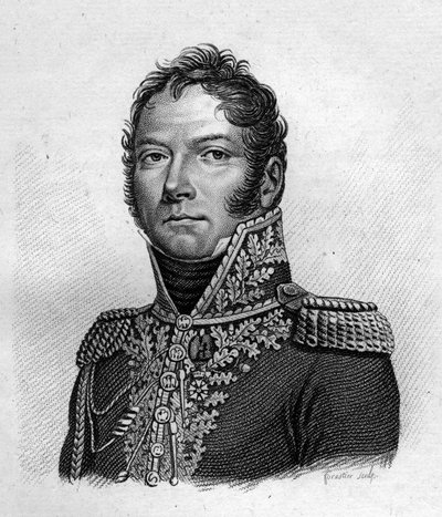 Portrét Paula Jeana Baptista Poret de Morvan (1777-1834) Generál brigády- in „“Portréty francouzských generálů po vítězstvích a výbojích Francouzů““. Hrob od Ambroise Tardieu v roce 1818. Sbírka Stella. od Ambroise Tardieu