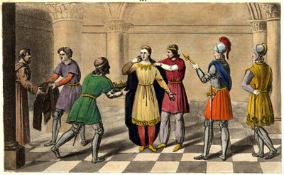 Thierry III je převezen z opatství Saint Denis, aby se dostal na trůn. Navrhl a vyryl Ambroise Tardieu v roce 1825. od Ambroise Tardieu
