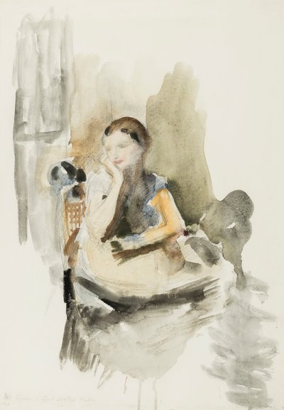 Helen, 1917 (tužka, štětec a wc na papíře) od Ambrose McEvoy
