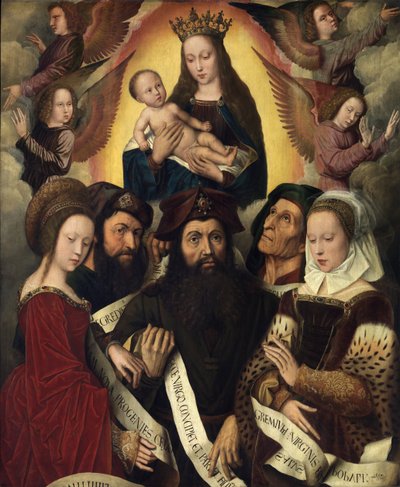 Holandština: Marie s dítětem obklopená anděly, proroky a sibylami Deipara Panna od Ambrosius Benson