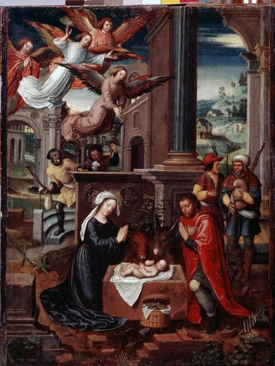 Obraz "Narození Páně"" od Ambrosia Bensona (1495-1550) Ermitáž ze 16. století, Petrohrad od Ambrosius Benson