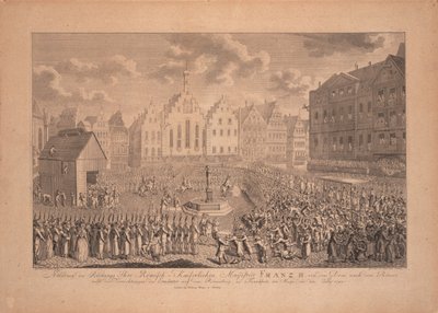 Korunovační průvod Františka II z frankfurtské katedrály do Römerbergu v červenci 1792 od Ambrosius Gabler