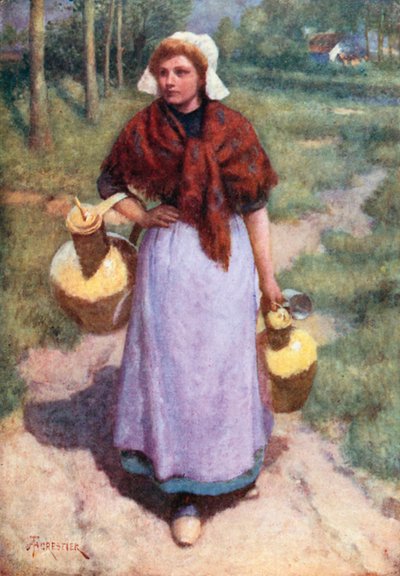 Vlámská venkovská dívka (barevná litografie) od Amedee (after) Forestier