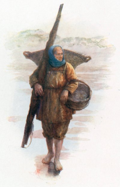 A Shrimper, Coxyde (barevná litografie) od Amedee (after) Forestier
