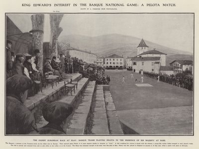 Zájem krále Edwarda o baskickou národní hru: zápas peloty (litho) od Amedee (after) Forestier