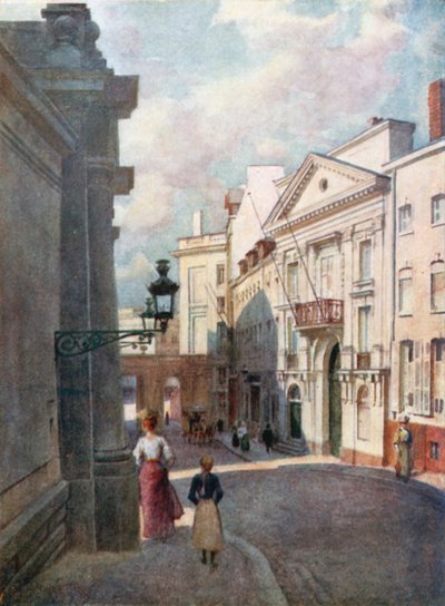 Rue de Namur, Brusel (barevná litografie) od Amedee (after) Forestier