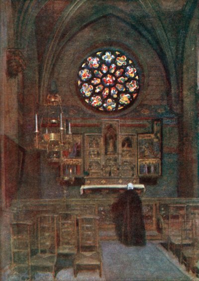 Katedrální kaple svatého Josefa, Antverpy (barevná litografie) od Amedee (after) Forestier