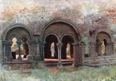 Zřícenina kláštera svatého Bavona v Gentu (barevná litografie) od Amedee (after) Forestier