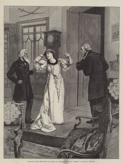 Madame Sarah Bernhardt jako Magda v Sudermannově hře Heimat v Dalyho divadle od Amedee Forestier
