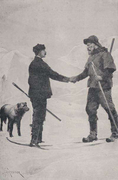 Setkání polárních badatelů Frederick George Jackson a Fridtjof Nansen, Země Františka Josefa, 1896 od Amedee Forestier