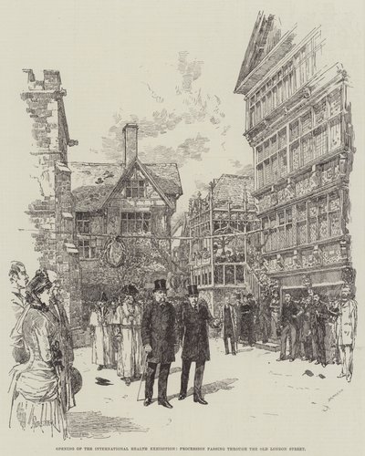 Zahájení mezinárodní výstavy zdraví, průvod procházející ulicí Old London Street od Amedee Forestier