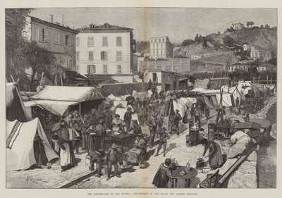 Zemětřesení na Riviéře, Tábořiště na Place des Carmes, Mentone od Amedee Forestier