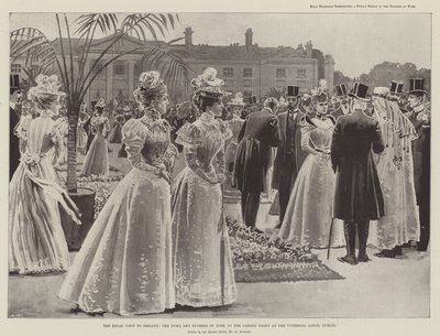 Královská návštěva Irska, vévoda a vévodkyně z Yorku na zahradní slavnosti ve Viceregal Lodge v Dublinu od Amedee Forestier