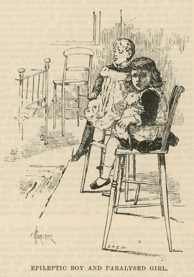 The West End Hospital for Paralysis and Epilepsy, Welbeck Street, London: Epileptický chlapec a ochrnutá dívka od Amedee Forestier