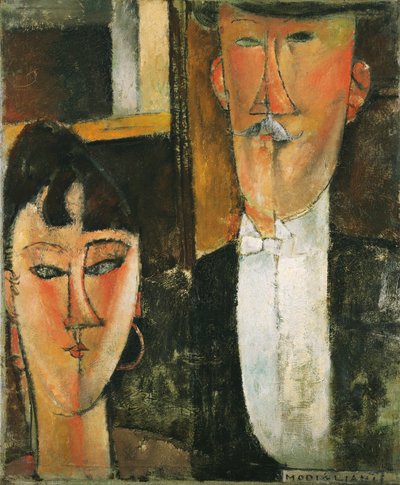 Nevěsta a ženich - Peinture de Amedeo Modigliani (1884-1920) - 1915-1916 - Olej na plátně - 55x46 - (c) Muzeum moderního umění, New York od Amedeo Modigliani