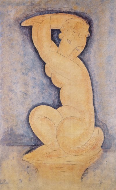 Caryatid, 1914 (tužka a wc) od Amedeo Modigliani
