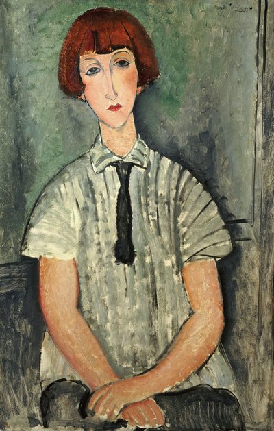 Francouzština:  Jeune Fille au corsage rayé Mladá dívka s pruhovanou halenkou od Amedeo Modigliani