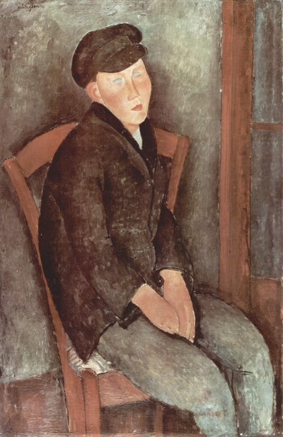 Německy: Sedící chlapec s kloboukem od Amedeo Modigliani