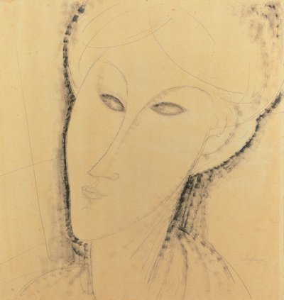 Hlava ženy (pero, štětec, inkoust a tužka na papíře) od Amedeo Modigliani