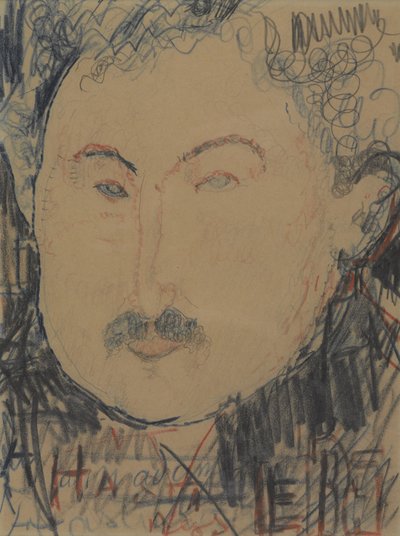Portrét Adolphe Baslera, kolem roku 1916 (pastel Conté) od Amedeo Modigliani