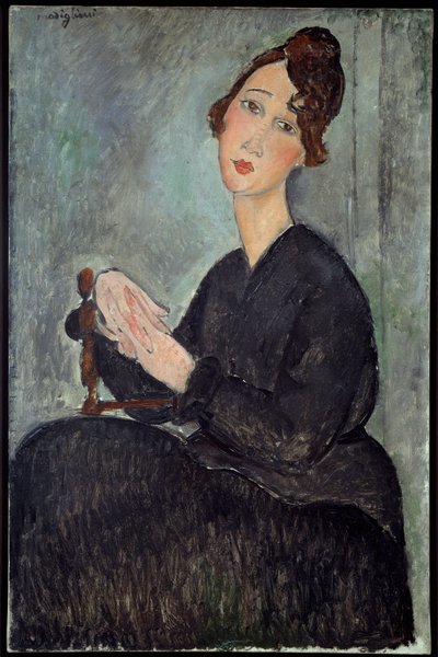 Portrét Dedie (Odette Hayden) Obraz Amedea Modiglianiho (1884-1920) 1918 Sun. 0,92x0,6 m - Paříž, musee national d