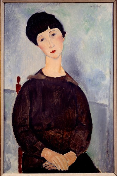 Portrét sedící hnědé dívky namaloval Amedeo Modigliani od Amedeo Modigliani