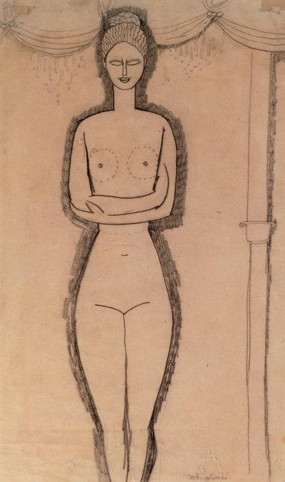 Stojící akt (tužka na papíře) od Amedeo Modigliani