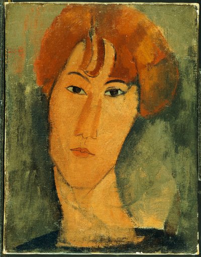 Mladá žena s červenými vlasy s límcem od Amedeo Modigliani