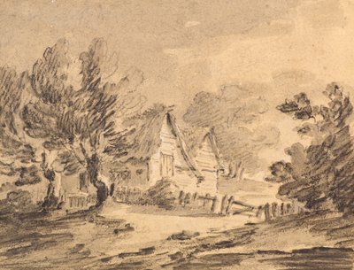 Chata v krajině, cca 1805 (křída, dřevěné uhlí a mytí) od Amelia Long