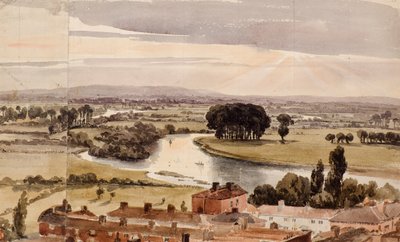 Panoramatický pohled na krajinu, cca 1804 (akvarel) od Amelia Long