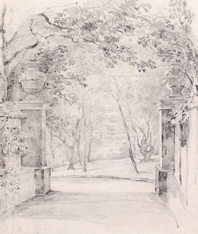 Pohled od vchodu do Bromley, c.1810 (tužka) od Amelia Long