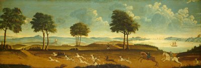 Lovecká scéna s přístavem od American 18th Century
