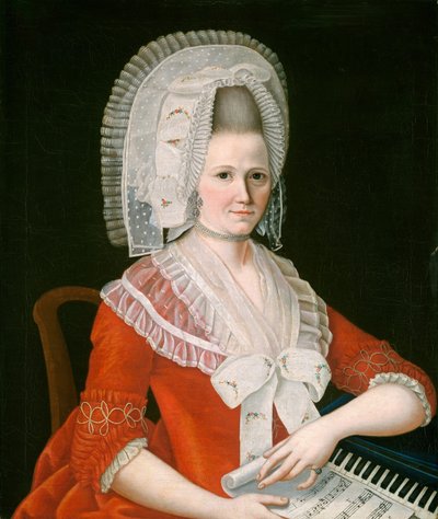Dáma na sobě velkou bílou čepici od American 18th Century