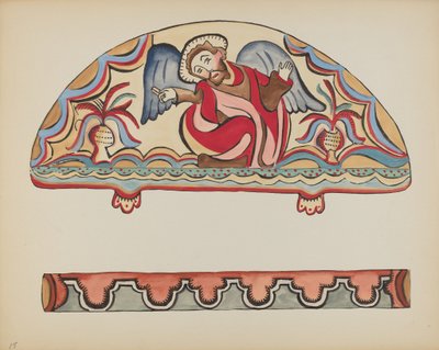 Deska 15: The Creation (Lunette): Z portfolia „Španělské koloniální návrhy Nového Mexika“ od American 20th Century