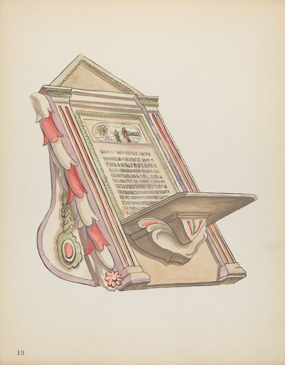 Talíř 19: Stojan na čtení, Chimayo: Z portfolia „Španělské koloniální návrhy Nového Mexika“ od American 20th Century
