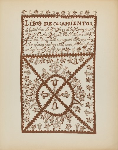 Talíř 1: Jemez Book of Marriages: Z portfolia "Španělské koloniální vzory Nového Mexika" od American 20th Century