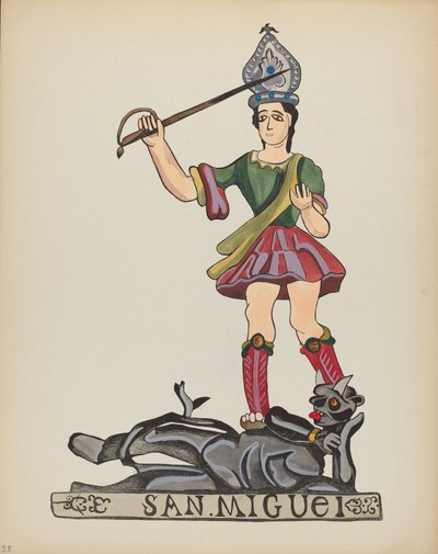 Deska 38: Saint Michael: Z portfolia „Španělské koloniální návrhy Nového Mexika“ od American 20th Century