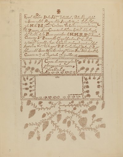 Talíř 3: Pecos Book of Visits: Z portfolia „Španělské koloniální návrhy Nového Mexika“ od American 20th Century
