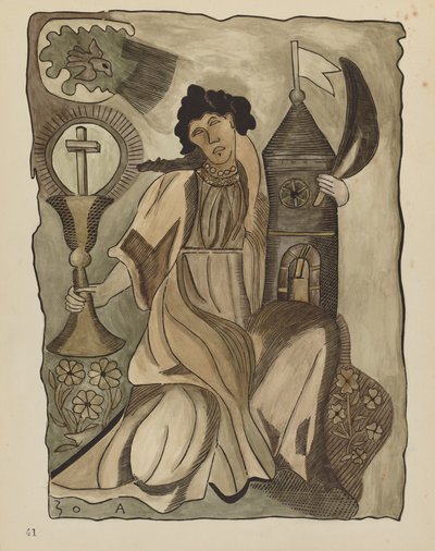Deska 41: Santa Barbara: Z portfolia „Španělské koloniální návrhy Nového Mexika“ od American 20th Century