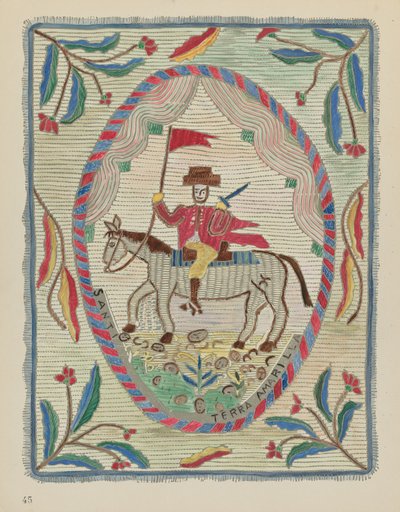 Talíř 45: Vyšívaný přehoz (St. James): Z portfolia "Španělské koloniální vzory Nového Mexika" od American 20th Century