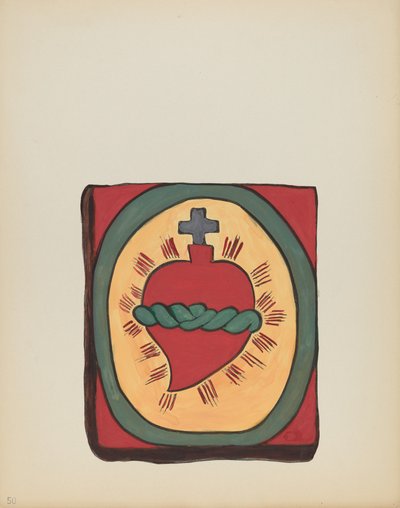 Plate 50: Sacred Heart: Z portfolia "Španělské koloniální návrhy Nového Mexika" od American 20th Century