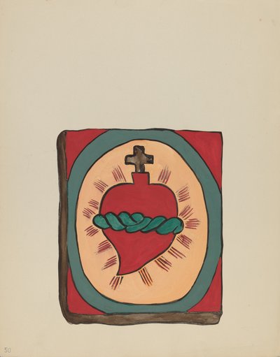 Plate 50: Sacred Heart: Z portfolia "Španělské koloniální návrhy Nového Mexika" od American 20th Century