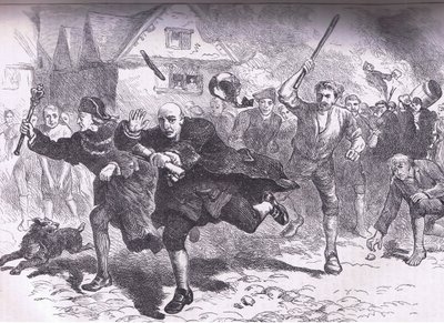 Útěk Hutchinsona před vzbouřenci 1766, ilustrace z Cassells History of the United States, vydané Cassell, Petter & Galpin, kolem roku 1900 od American English school