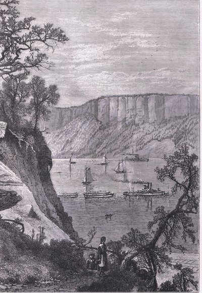 The Palisades of the Hudson, ilustrace z Cassells History of the United States vydané Cassell, Petter & Galpin, kolem roku 1900 (litho) od American English school