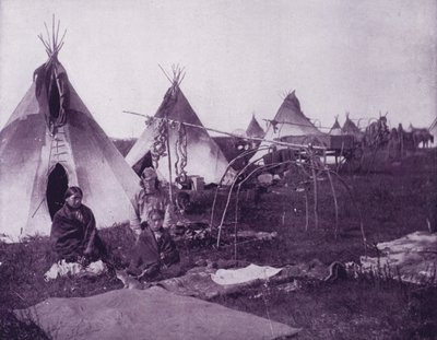 Tábořiště Siouxských indiánů, Dakota (černobílá fotografie) od American Photographer (after)
