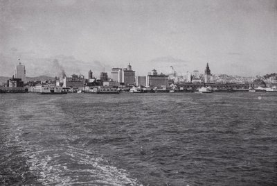 Kalifornie: Panorama San Francisca, z trajektu v jižním Pacifiku (černobílá fotografie) od American Photographer (after)