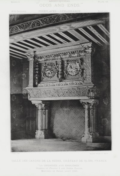 Krb: Salle Des Gardes De La Reine, Chateau De Blois, Francie (černobílá fotografie) od American Photographer (after)