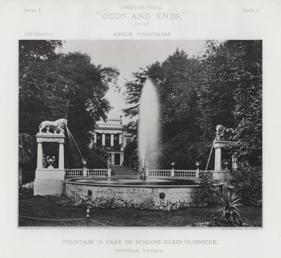 Fontána v parku zámku Klein-Glienicke, Postupim, Prusko (černobílá fotografie) od American Photographer (after)
