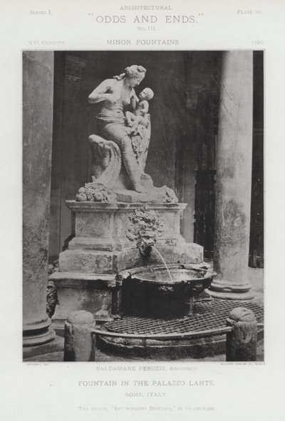 Fontána v Palazzo Lante, Řím, Itálie (černobílá fotografie) od American Photographer (after)