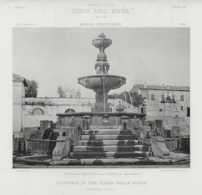 Fontána na náměstí Piazza Della Rocca, Viterbo, Itálie (černobílá fotografie) od American Photographer (after)